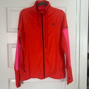 Adidas Pink Red Full Zip Lightweight Climalite Jacket